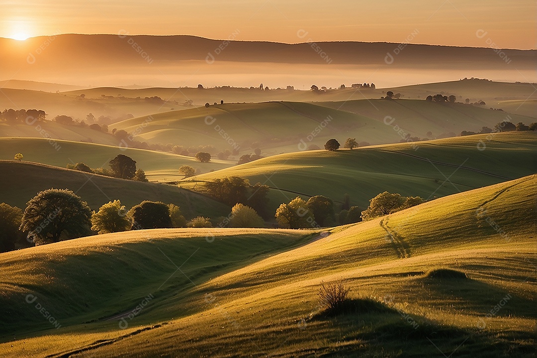 Padrão, uma foto de um campo tranquilo com colinas