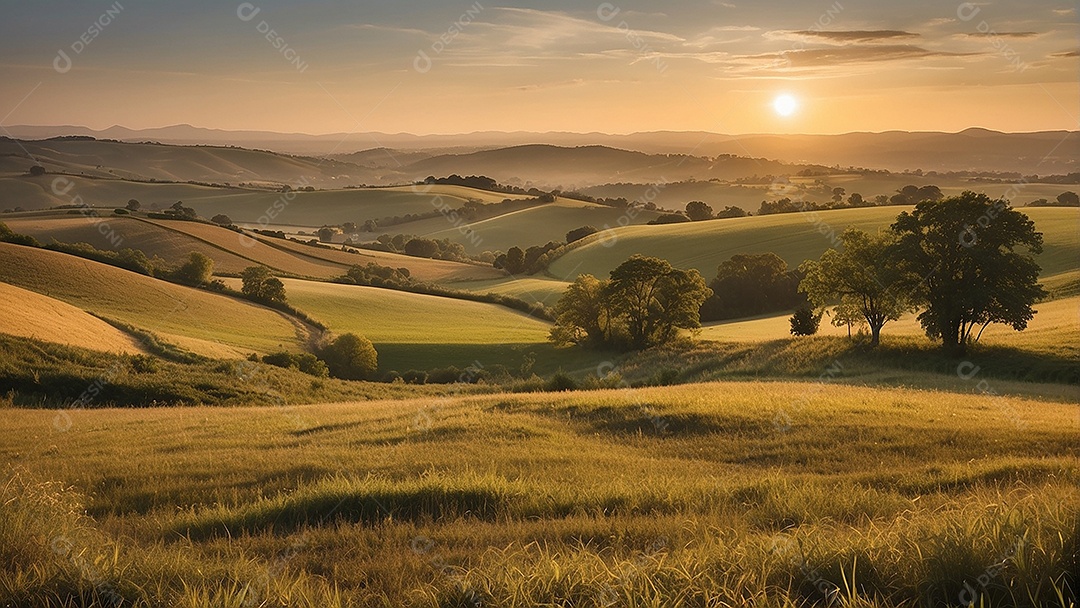 Padrão, uma foto de um campo tranquilo com colinas