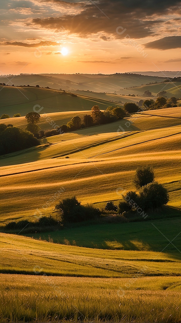 Padrão, uma foto de um campo tranquilo com colinas