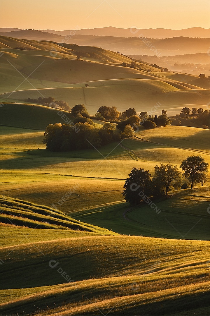 Padrão, uma foto de um campo tranquilo com colinas