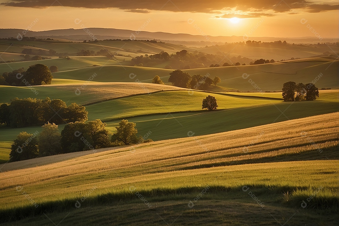 Padrão, uma foto de um campo tranquilo com colinas