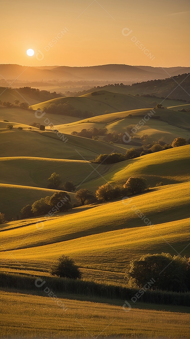 Padrão, uma foto de um campo tranquilo com colinas