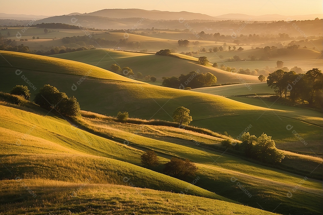 Padrão, uma foto de um campo tranquilo com colinas