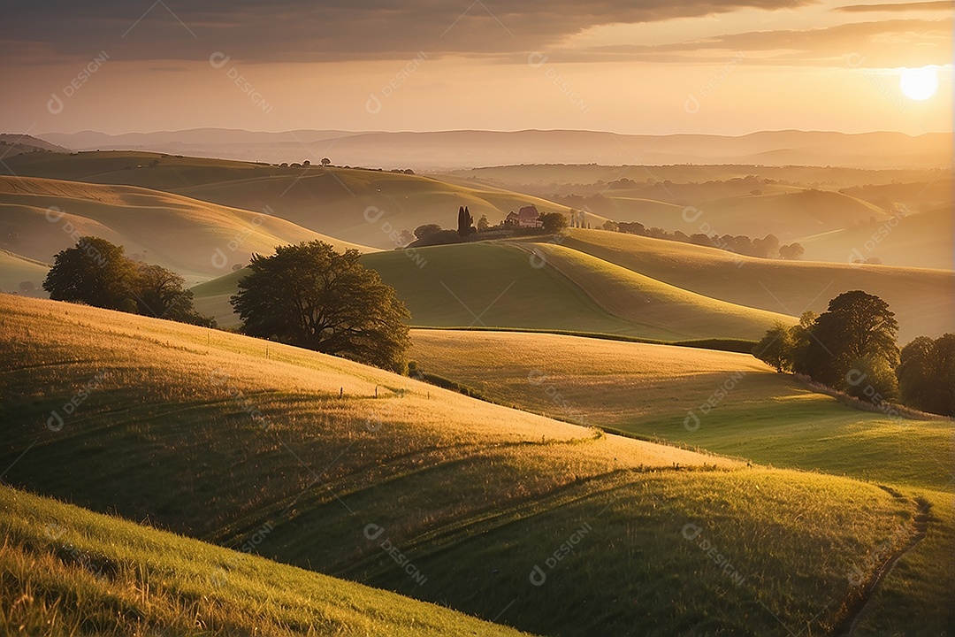 Padrão, uma foto de um campo tranquilo com colinas