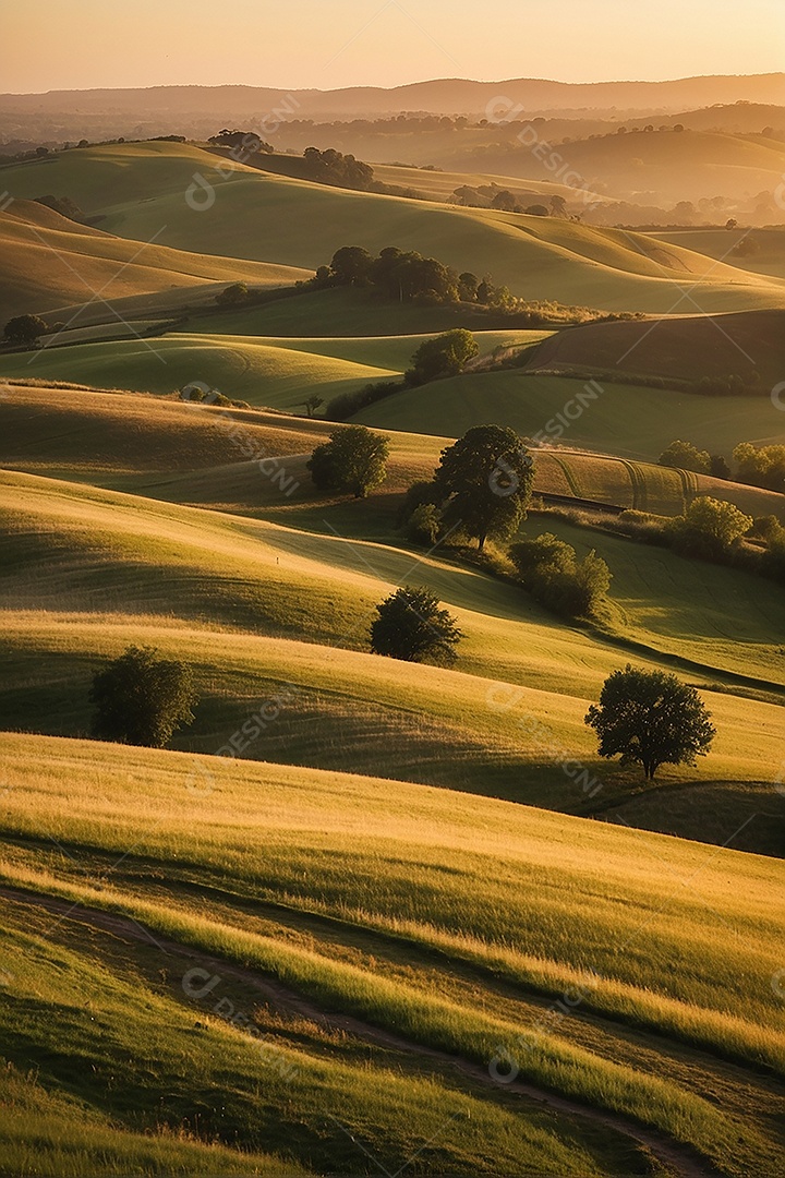 Padrão, uma foto de um campo tranquilo com colinas