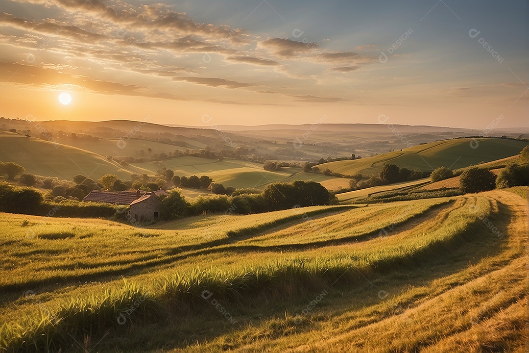 Padrão, uma foto de um campo tranquilo com colinas
