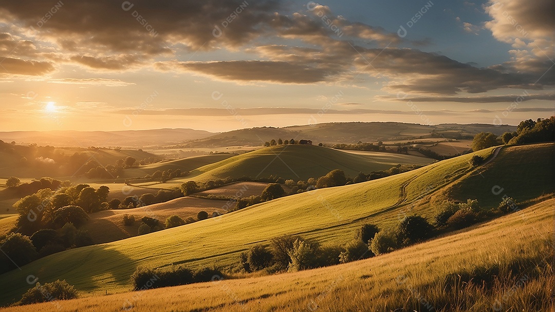 Padrão, uma foto de um campo tranquilo com colinas
