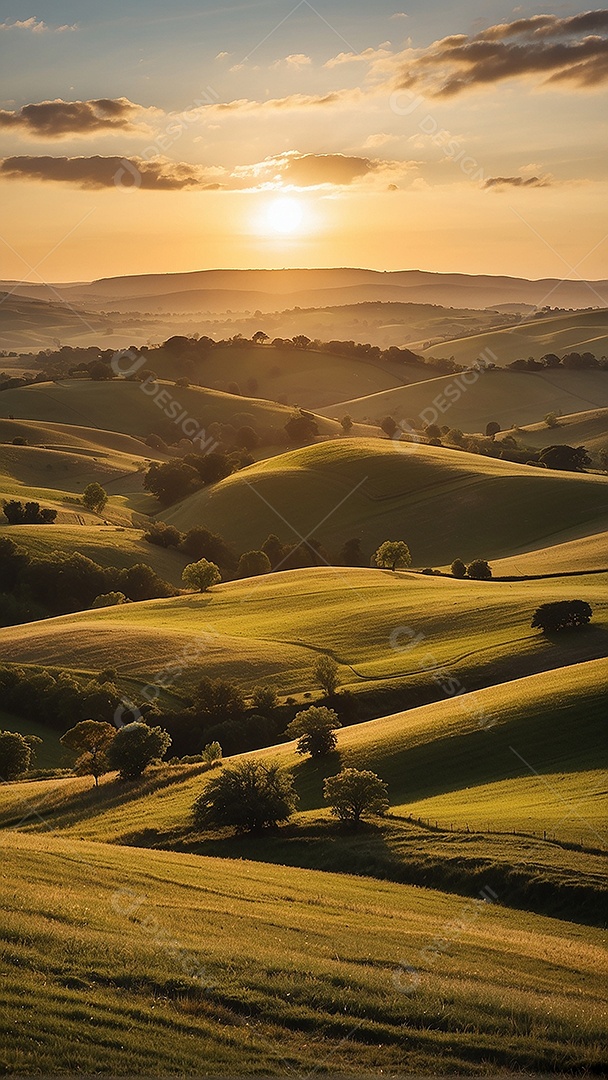 Padrão, uma foto de um campo tranquilo com colinas