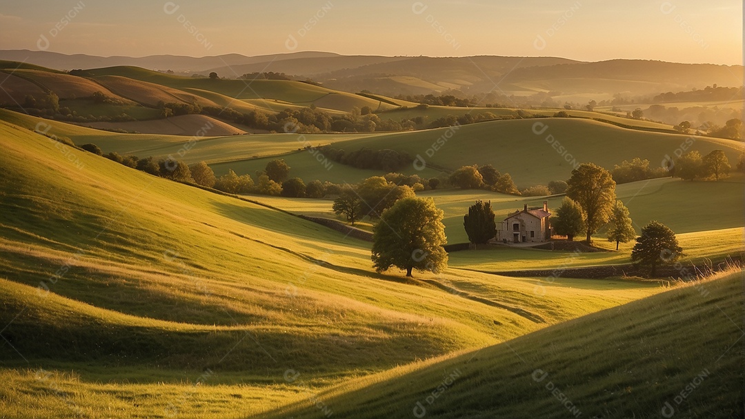 Padrão, uma foto de um campo tranquilo com colinas