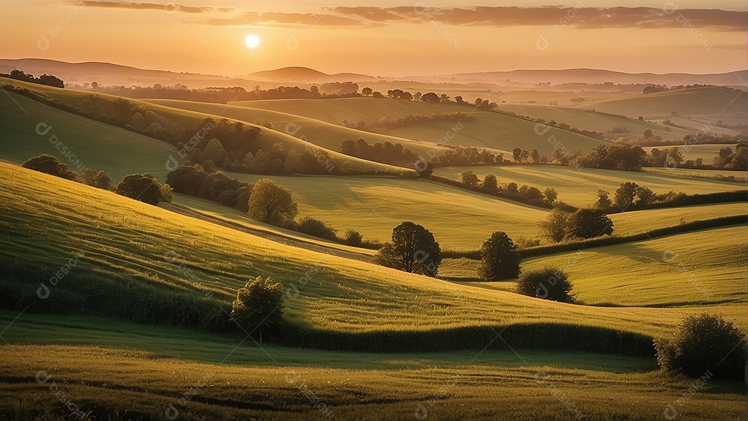 Padrão, uma foto de um campo tranquilo com colinas