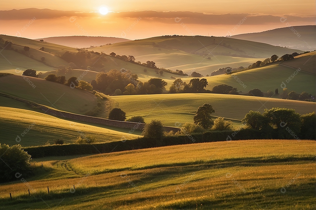 Padrão, uma foto de um campo tranquilo com colinas