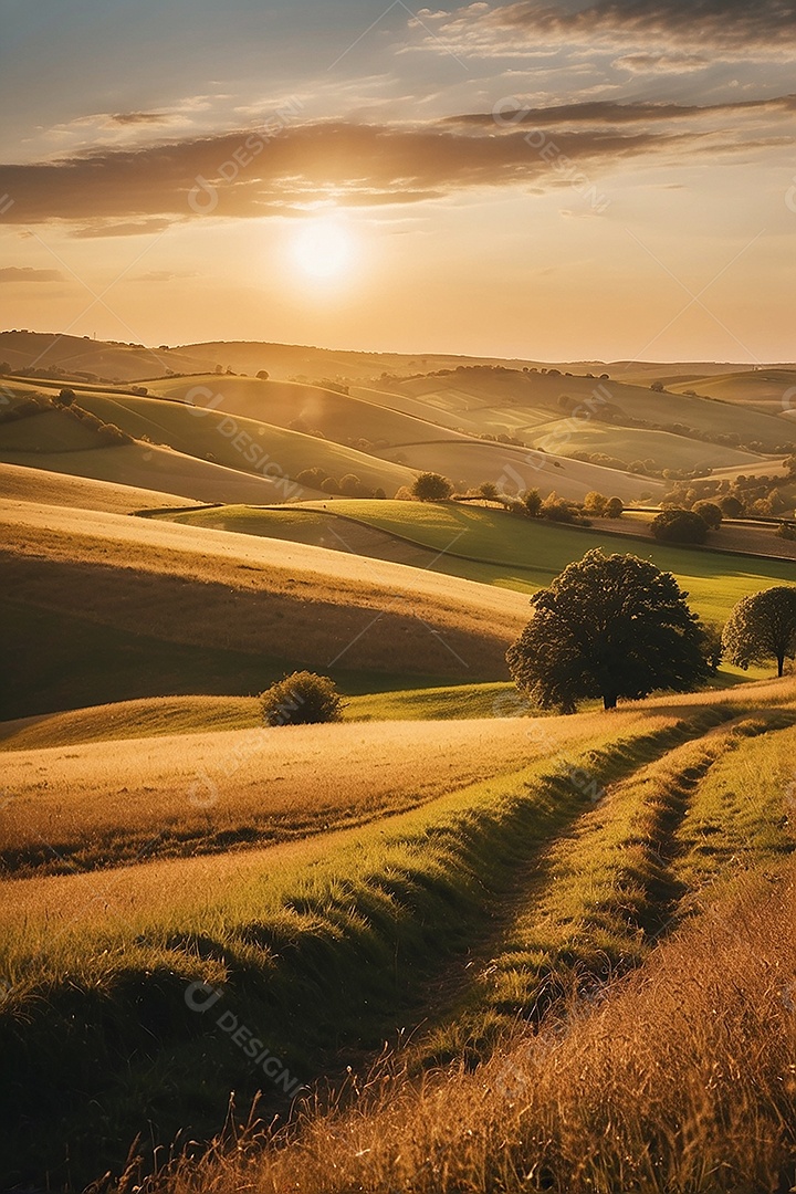 Padrão, uma foto de um campo tranquilo com colinas