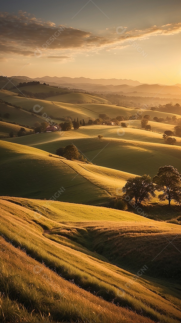 Padrão, uma foto de um campo tranquilo com colinas