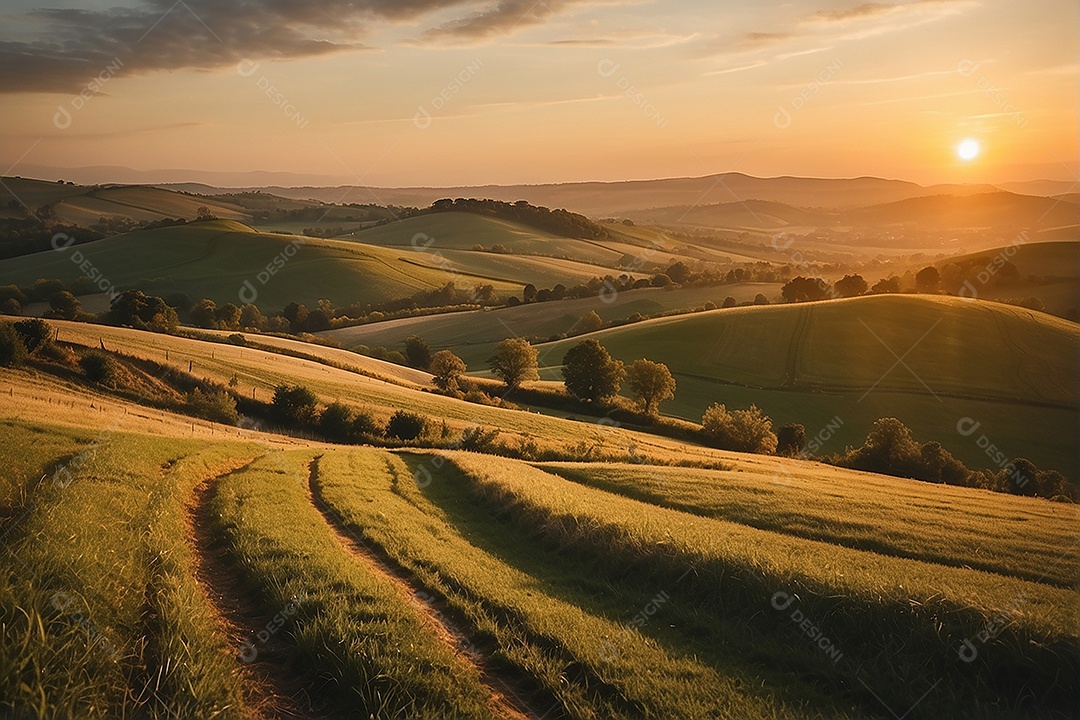 Padrão, uma foto de um campo tranquilo com colinas