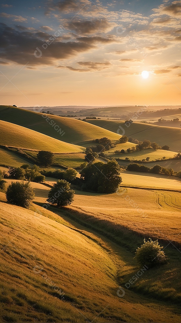 Padrão, uma foto de um campo tranquilo com colinas