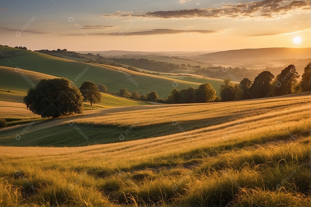 Padrão, uma foto de um campo tranquilo com colinas