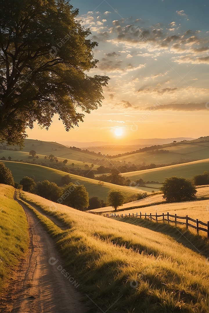 Padrão, uma foto de um campo tranquilo com colinas