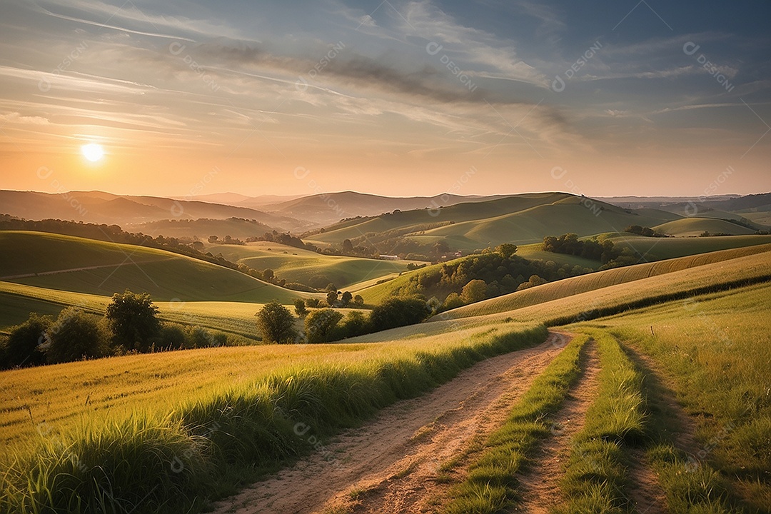 Padrão, uma foto de um campo tranquilo com colinas