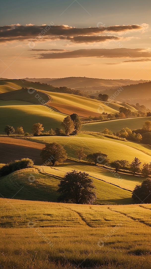 Padrão, uma foto de um campo tranquilo com colinas