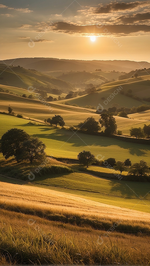Padrão, uma foto de um campo tranquilo com chuv