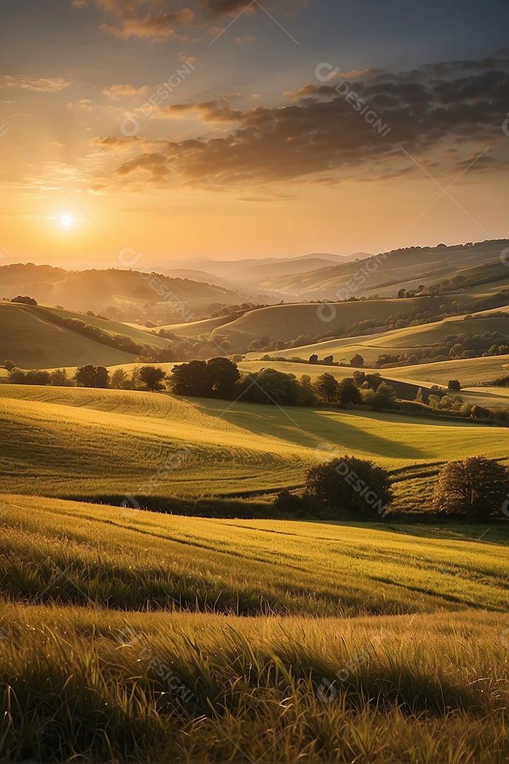 Padrão, uma foto de um campo tranquilo com colinas
