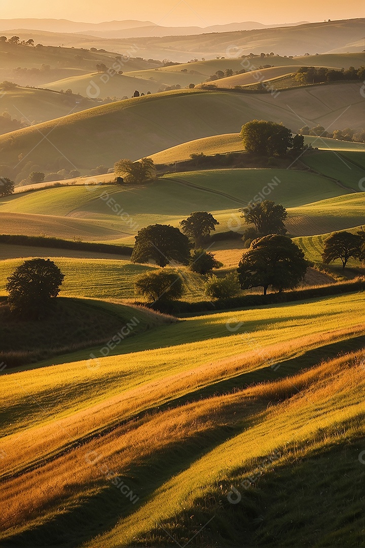 Padrão, uma foto de um campo tranquilo com colinas