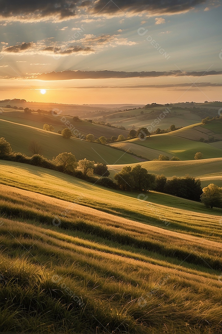 Padrão, uma foto de um campo tranquilo com colinas