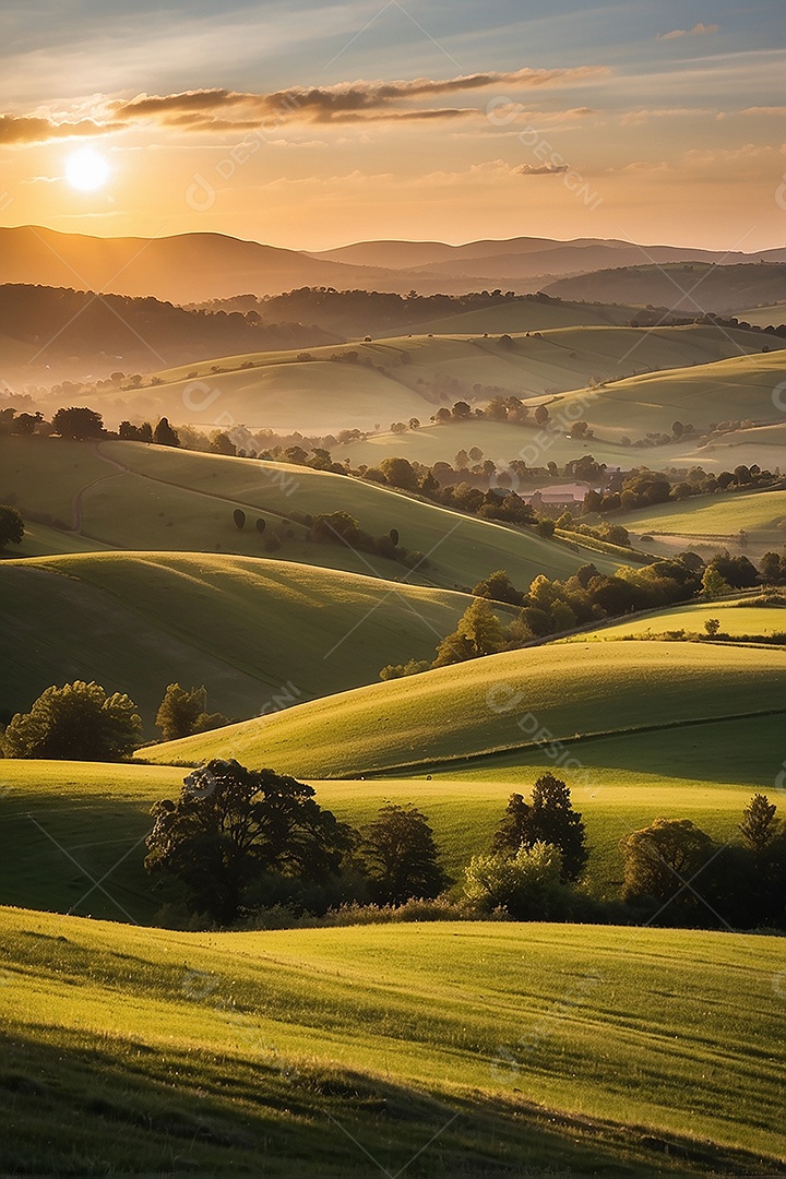 Padrão, uma foto de um campo tranquilo com colinas