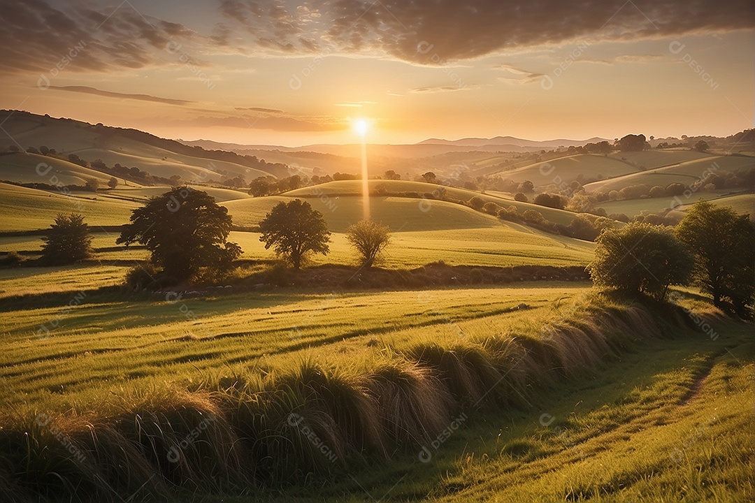 Padrão, uma foto de um campo tranquilo com colinas