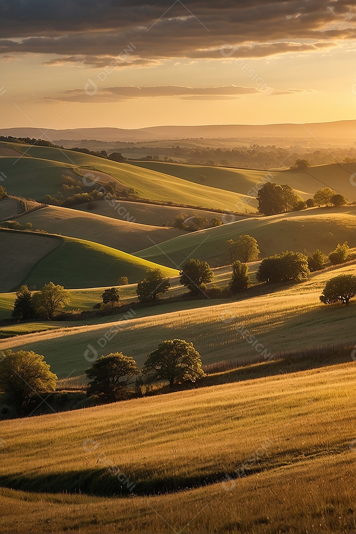 Padrão, uma foto de um campo tranquilo com colinas