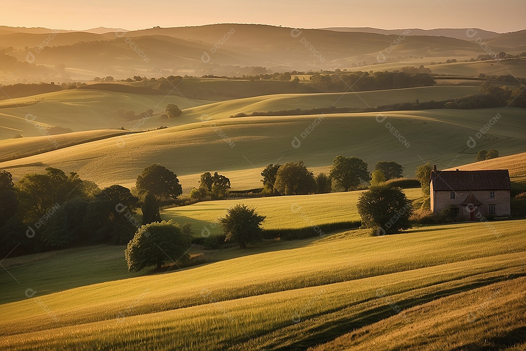 Padrão, uma foto de um campo tranquilo com colinas
