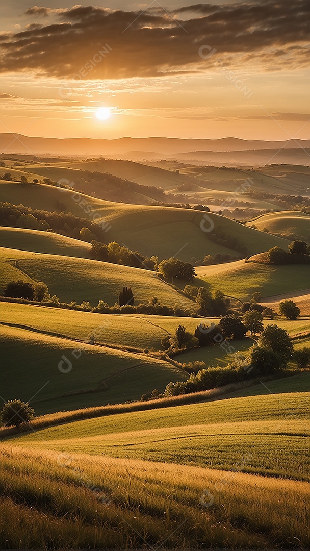 Padrão, uma foto de um campo tranquilo com colinas