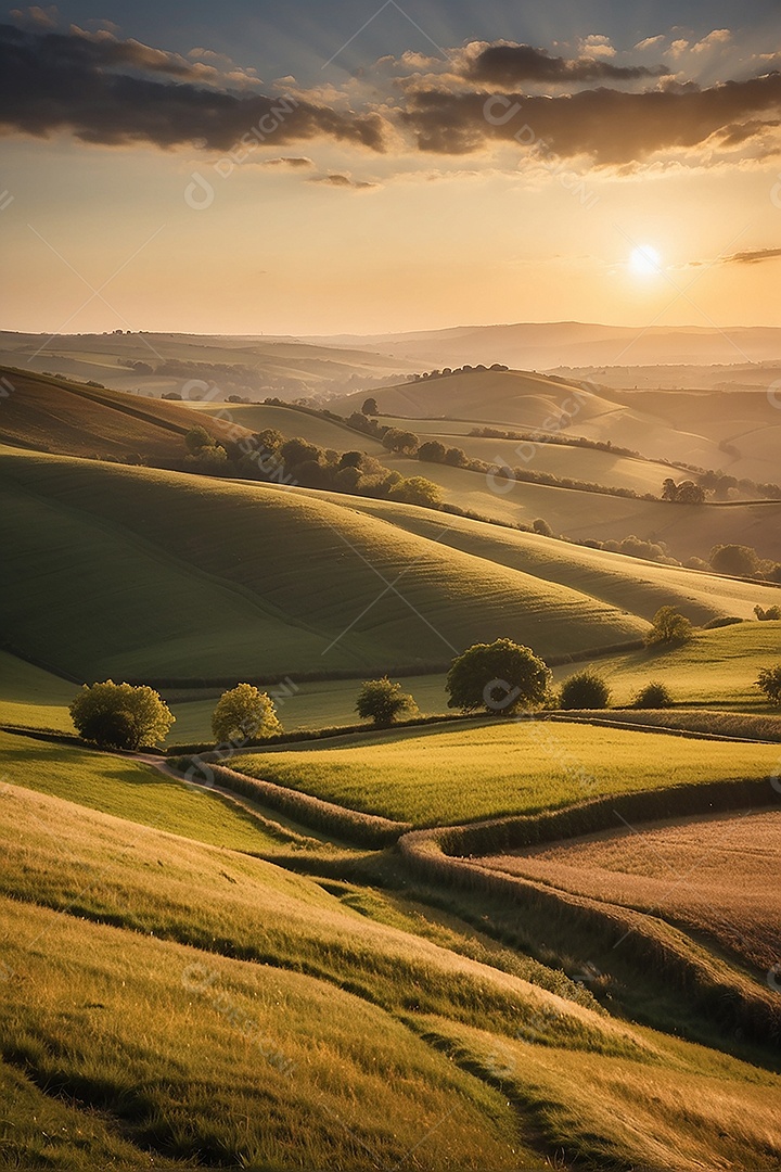 Padrão, uma foto de um campo tranquilo com colinas