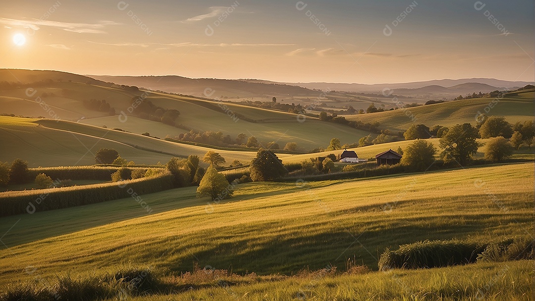 Padrão, uma foto de um campo tranquilo com colinas