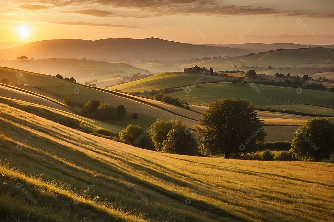 Padrão, uma foto de um campo tranquilo com colinas