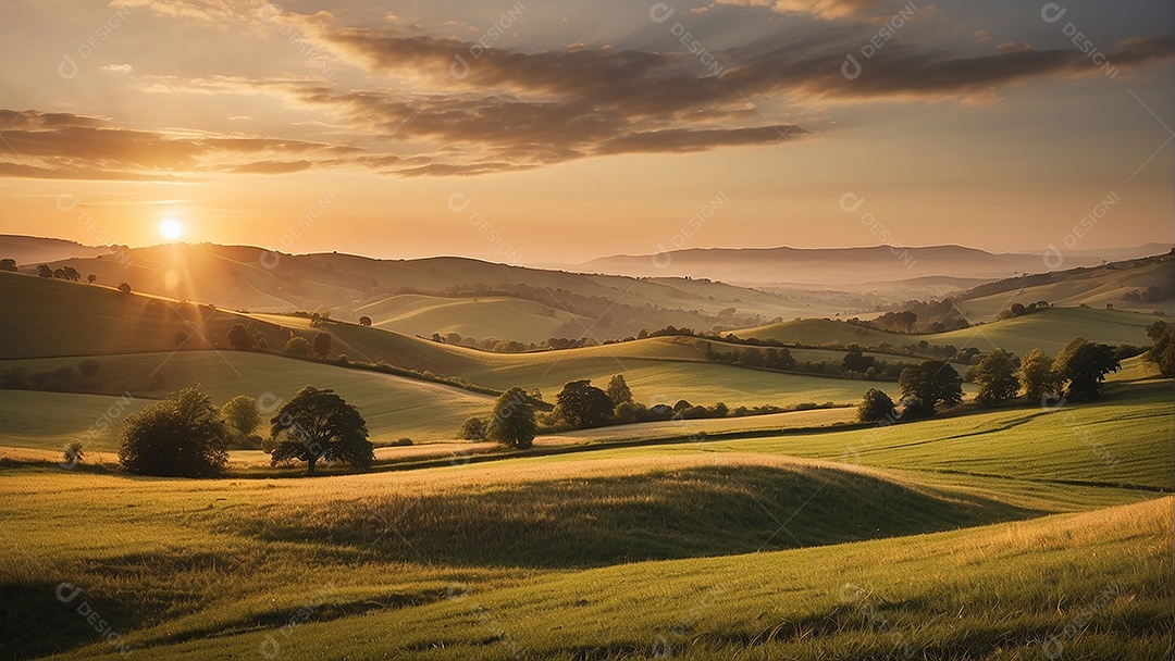 Padrão, uma foto de um campo tranquilo com colinas