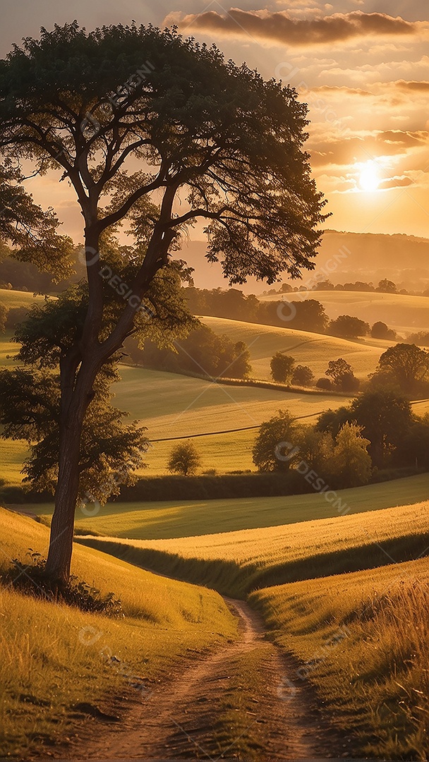 Padrão, uma foto de um campo tranquilo com colinas