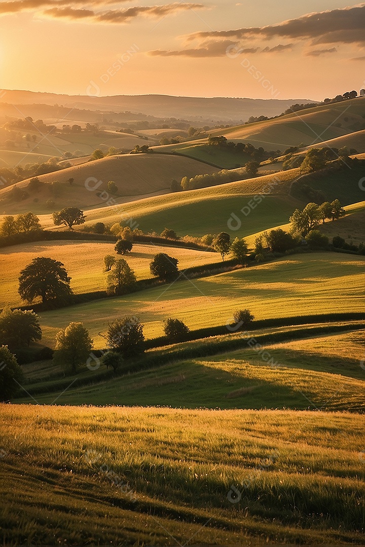 Padrão, uma foto de um campo tranquilo com colinas