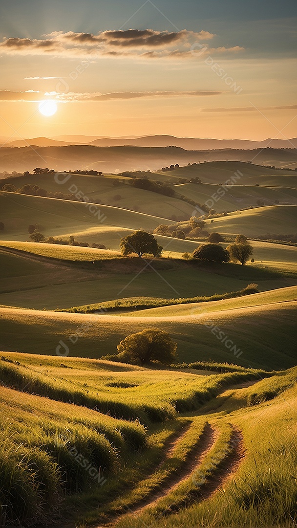 Padrão, uma foto de um campo tranquilo com colinas
