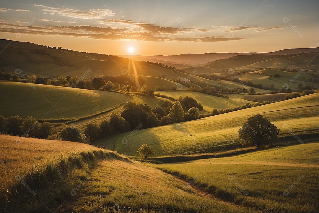 Padrão, uma foto de um campo tranquilo com colinas