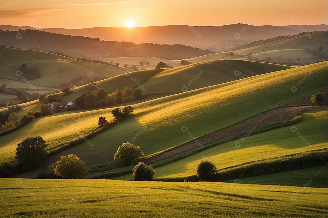 Padrão, uma foto de um campo tranquilo com colinas
