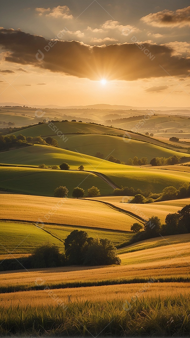 Padrão, uma foto de um campo tranquilo com colinas