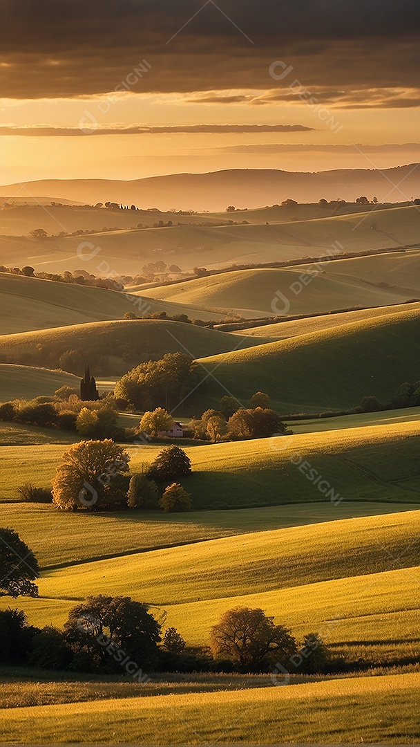 Padrão, uma foto de um campo tranquilo com colinas