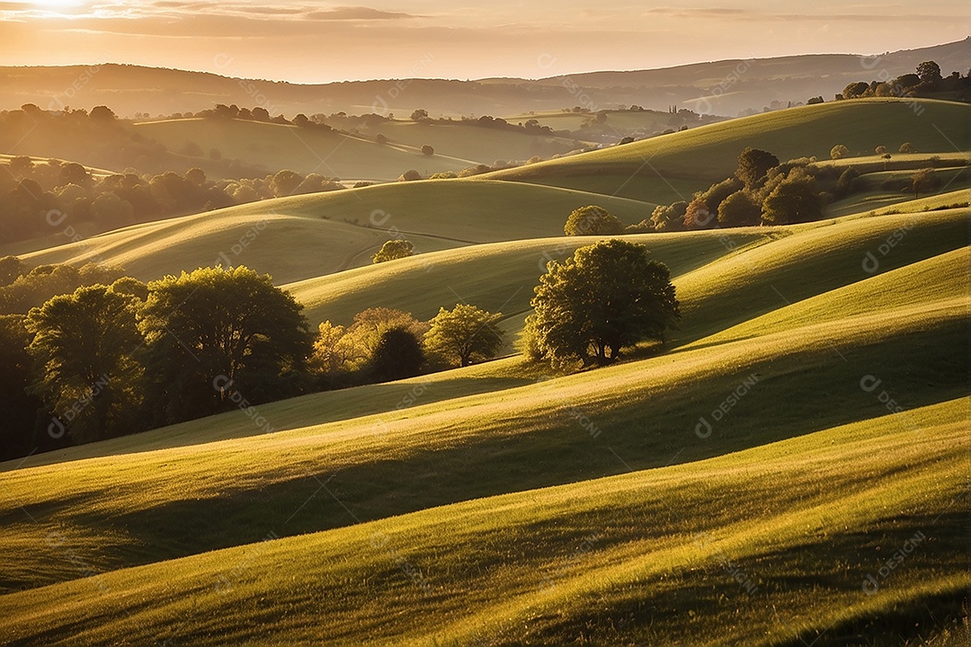 Padrão, uma foto de um campo tranquilo com colinas