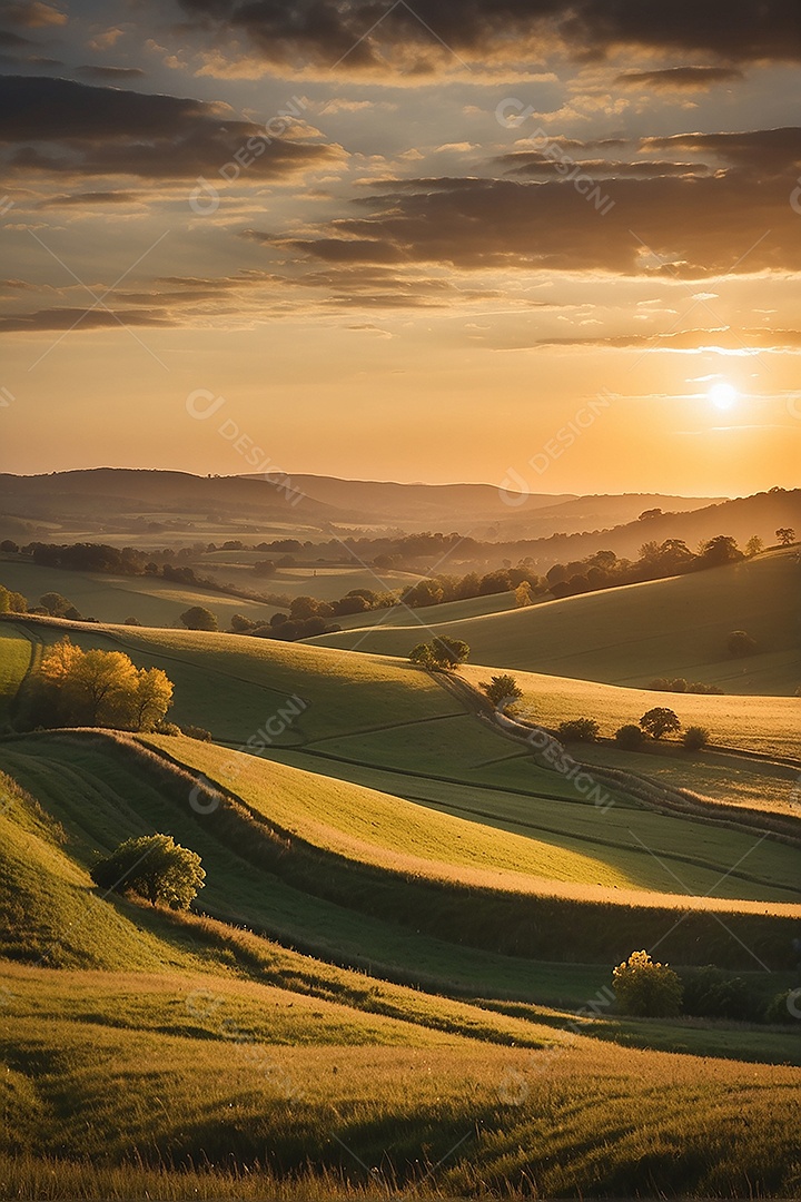 Padrão, uma foto de um campo tranquilo com colinas