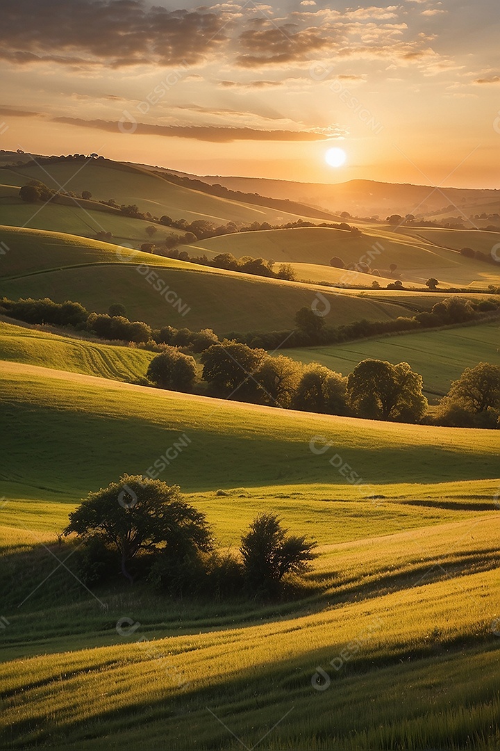 Padrão, uma foto de um campo tranquilo com colinas