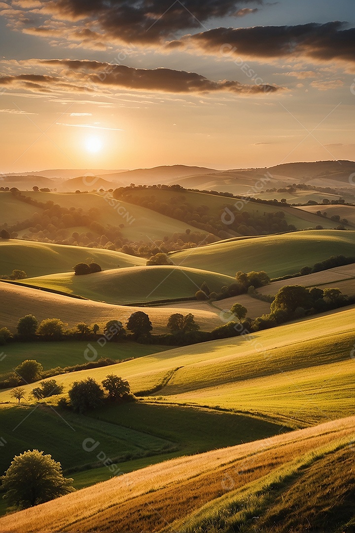 Padrão, uma foto de um campo tranquilo com colinas