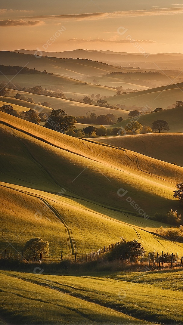 Padrão, uma foto de um campo tranquilo com colinas