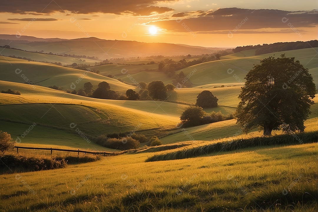 Padrão, uma foto de um campo tranquilo com colinas
