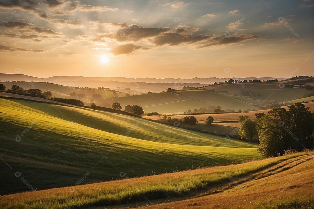 Padrão, uma foto de um campo tranquilo com colinas
